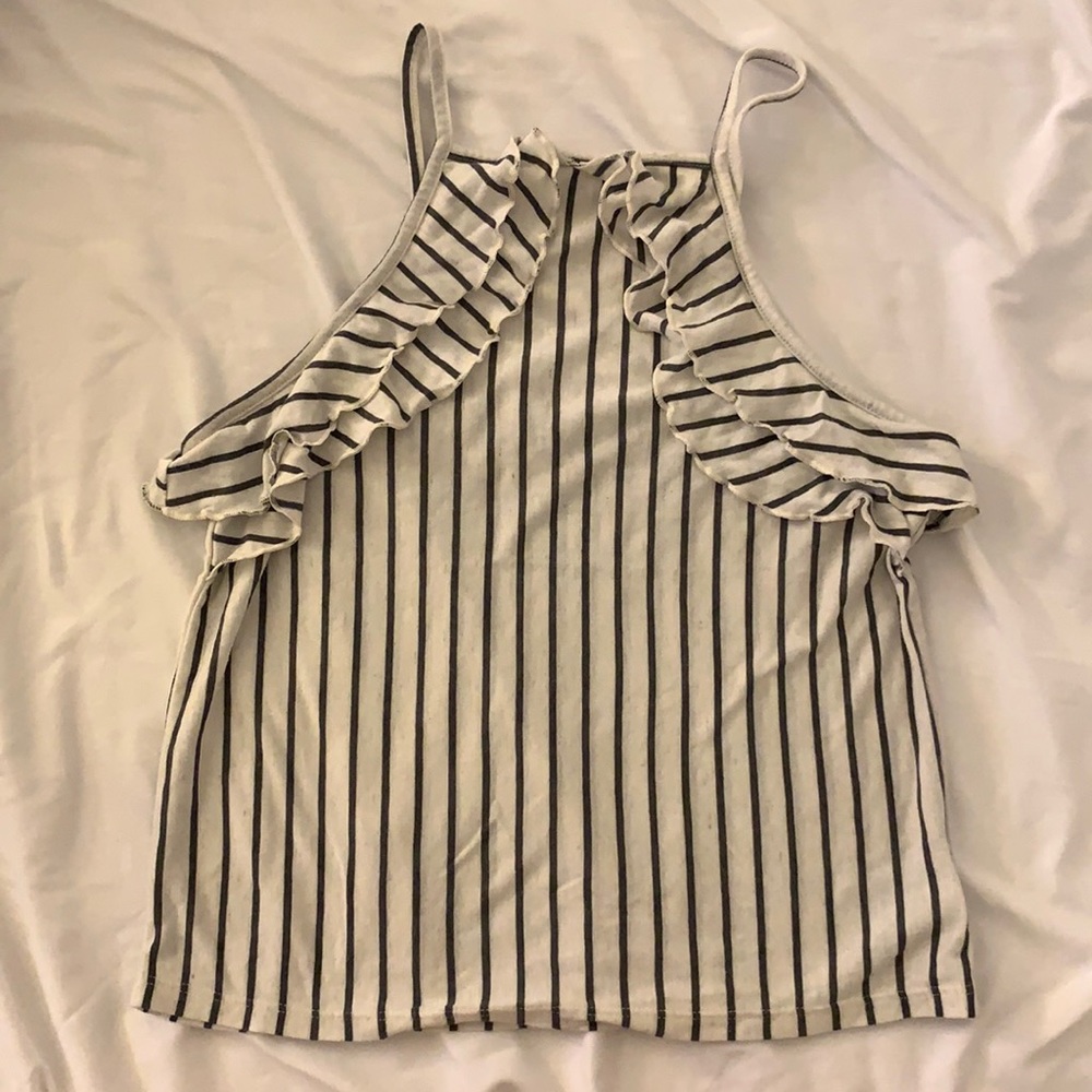 Striped ruffle tank